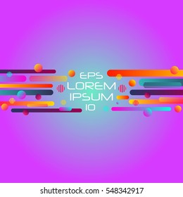 Abstract retro background with horizontal multicolored geometric shapes like space. Vector illustration.