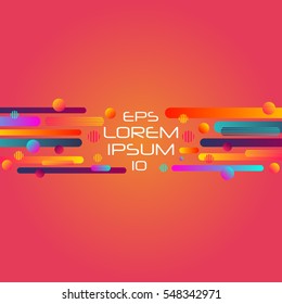 Abstract retro background with horizontal multicolored geometric shapes like space. Vector illustration.
