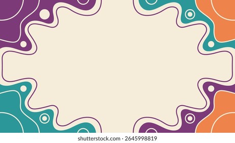 Abstract retro background illustration with flowing shapes and a retro color scheme.