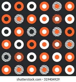 Abstract retro background with many white and red circles