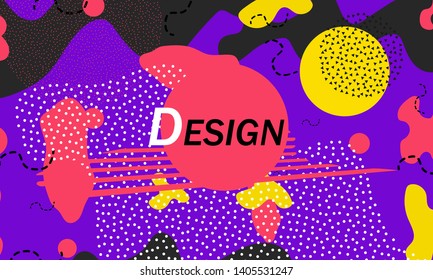 Abstract retro background. Memphis. 90s pattern. Geometric shapes background. Vector Illustration. Hipster style 80s-90s.