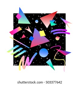 Abstract retro  background. Memphis geometric fashion style . Hip Hop style good for vintage textile fabric design, wrapping paper stickers and patch . Vector illustration.

