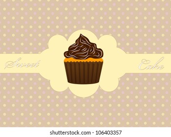 Abstract retro background with muffin
