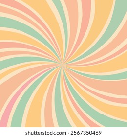 Abstract retro background with pastel spirals, psychedelic vintage design for decoration or graphic design