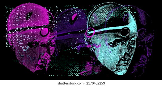 Abstract retro background in pixel art style.