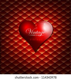 Abstract retro background with Red Heart  for greeting card, with retro label for design. Design template, card can be used banners, invitation, congratulation. Valentine's day vector