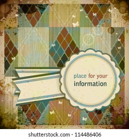 Abstract Retro Background with round label. Vector Illustration.