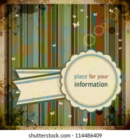 Abstract Retro Background with round label. Vector Illustration.