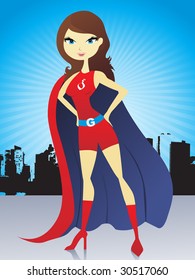 Abstract Retro Background With Superwoman