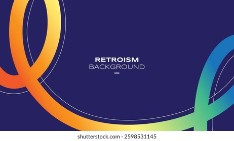 Abstract Retro Background with Swirl Gradient Lines. Color Curves Shapes with Neon Gradients. Wavy Celebration Rainbow Colored Ribbons