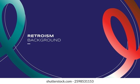 Abstract Retro Background with Swirl Gradient Lines. Color Curves Shapes with Neon Gradients. Wavy Celebration Rainbow Colored Ribbons