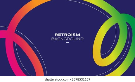 Abstract Retro Background with Swirl Gradient Lines. Color Curves Shapes with Neon Gradients. Wavy Celebration Rainbow Colored Ribbons