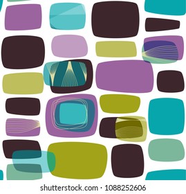 Abstract retro background, teal, lilac and green elements, vector illustration