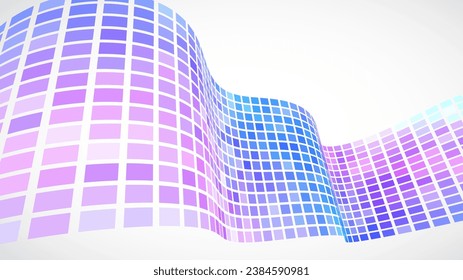 Abstract retro background. Waves are made of squares. Pixel  handmade vector illustration.