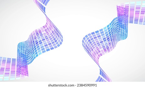 Abstract retro background. Waves are made of squares. Pixel  handmade vector illustration.
