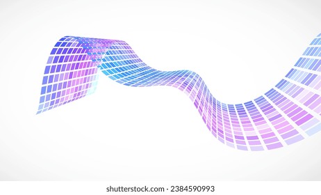 Abstract retro background. Waves are made of squares. Pixel  handmade vector illustration.