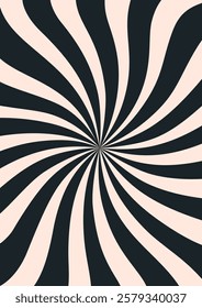 Abstract retro background with wavy sunburst pattern. Groovy twisted psychedelic waves. Trendy twisted funky vector texture in abstract y2k style. Vector graphic for posters and art prints