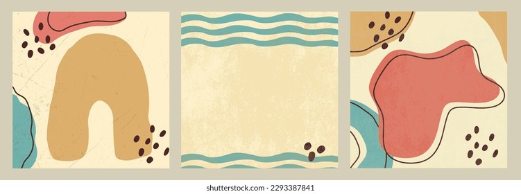 Abstract retro backgrounds with texture, dot, line. Collection of contemporary art in a minimalist style. modern covers for social media, banner, poster, print. art vector illustration