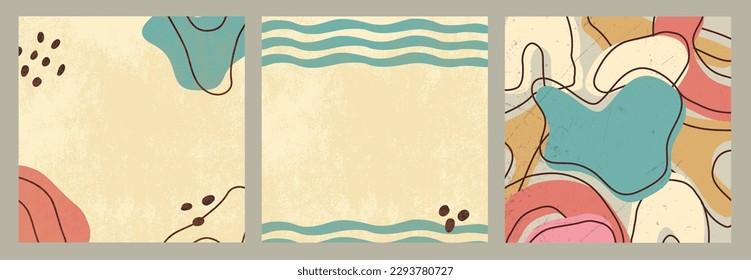 Abstract retro backgrounds with texture, dot, line. Collection of contemporary art in a minimalist style. modern covers for social media, banner, poster, print. art vector illustration