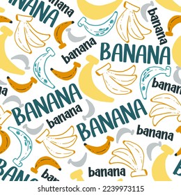 Abstract Retro Banana Fruit Retro Vector Graphic Seamless Pattern can be use for apparel and background design