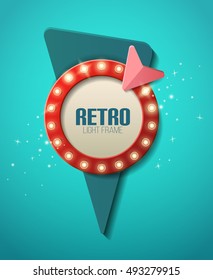 Abstract retro banner with shining light. Vector illustration