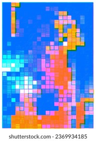 Abstract retro blocks in risograph style with overprint effect. Colorful glitch vector background.