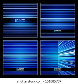 Abstract retro blue striped colorful backgrounds set. RGB EPS 10 vector illustration