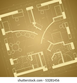 Abstract retro blueprint background. Vector illustration.