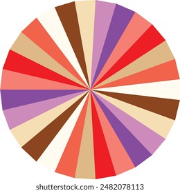 An abstract retro boho sunburst stripe pattern design element.