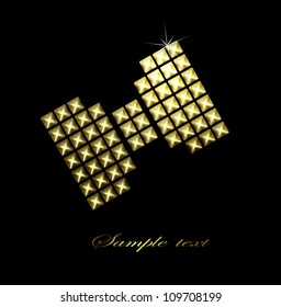 Abstract retro bow with stud. Design template, card can be used banners, invitation, congratulation or website layout vector.Silver, gold metal stud/Set of elements for logo design vector