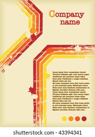 Abstract retro brochure with retro lines in orange colors