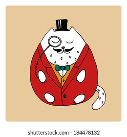 abstract retro cat in hat