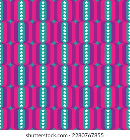 Abstract Retro Chains Stars Trendy Fashion Seamless Vector Pattern Textile Design Minimal Geometric Concept