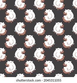 Abstract Retro Chicken Vector Cartoon Silhouette in Black Background Color can be use for background wallpaper and cute apparel design