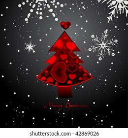 Abstract Retro Christmas Background with Unique Christmas Tree