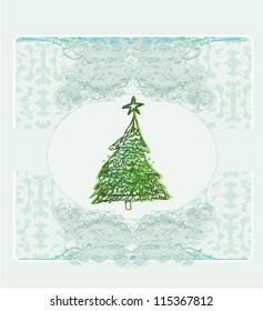  Abstract retro christmas tree card