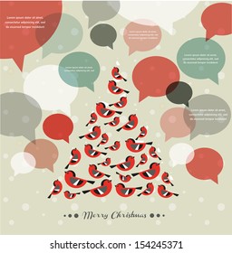 abstract retro Christmas tree with speech bubbles 