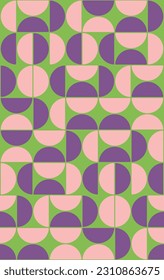 Resumen Círculos retro Patrón vectorial geométrico sin soldadura Diseño minimo Colores de moda a la moda Rodeados Concepto suave Perfecto para la impresión de tela de alamante o papel de pared Tonos verdes púrpura Pastel rosa