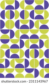 Abstract Retro Circles Geometric Seamless Vector Pattern Minimal Design Trendy Fashion Colors Rounded Soft Concept Perfect for Allover Fabric Print or Wall Paper Electric Purple Pistachio Green Tones