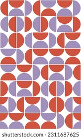 Abstract Retro Circles Geometric Seamless Vector Pattern Minimal Design Trendy Fashion Colors Rounded Soft Concept Perfect for Allover Fabric Print or Wall Paper Lilac Coral Tones