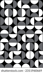 Abstract Retro Circles Geometric Seamless Vector Pattern Minimal Design Trendy Fashion Colors Rounded Soft Concept Perfect for Allover Fabric Print or Wall Paper Black White Tones