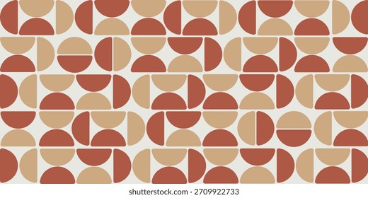 Abstractas círculos retro geométricos de Vector sin costuras patrón Diseño minimalista Colores de moda de moda redondeados Concepto suave perfecto para todo el estampado de tela o papel de pared Marrón lechoso Marrón ámbar Tonos marrones