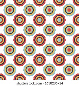 An abstract retro circular shaped seamless pattern background.