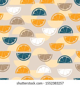 Abstract Retro Citrus Slices Vector background Abstract Summer Pattern 