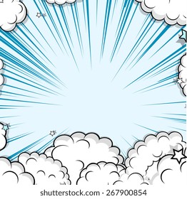 Abstract Retro Clouds Banner Vector