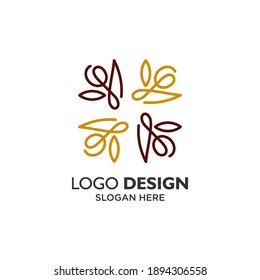 abstract and retro coffe plant logo design
