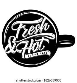 Abstract  Retro Coffee decoration , calligraphic and typographic elements  styled design, mug,label. Vector.