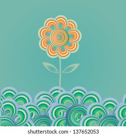 Abstract retro color flower on vintage blue background. vector abstract floral design template can be used for cover / poster / layout / website design