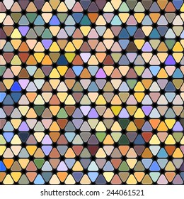 Abstract retro color triangle background. Geometric multicolor pattern for modern design. Vector