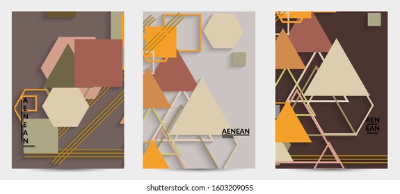 Abstract retro colored mid century background. Modern material design with overlapping geometric shapes. Realistic shadow of paper cut craft. Template with different levels of paper surfaces.